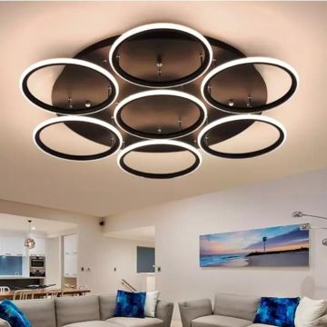 Altavola Design Ledowe okręgi LA078/CE_7_out_3k_black Plafonlámpa 7x86W/LED 3000K 5160lm IP44