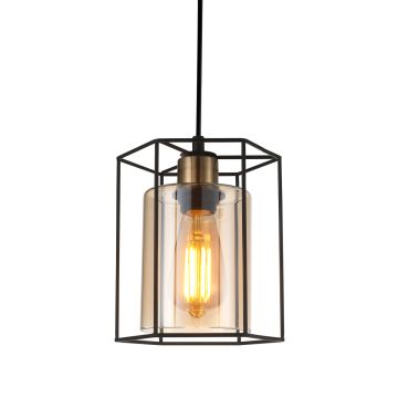 Italux KALULA PND-78901-1-BK+AMB Függőlámpa 1x40W/E27 IP20