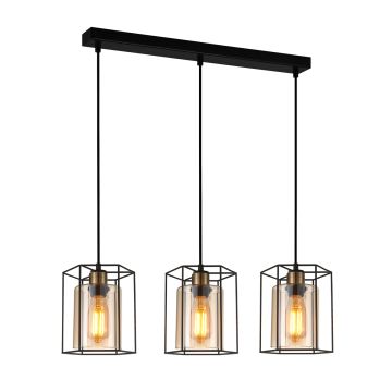 Italux KALULA PND-78901-3-BK+AMB Függőlámpa 3x40W/E27 IP20