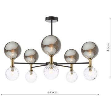 Dar Lighting Takara TAK2354-03-24 Plafonlámpa 10x20w/g9 ip20